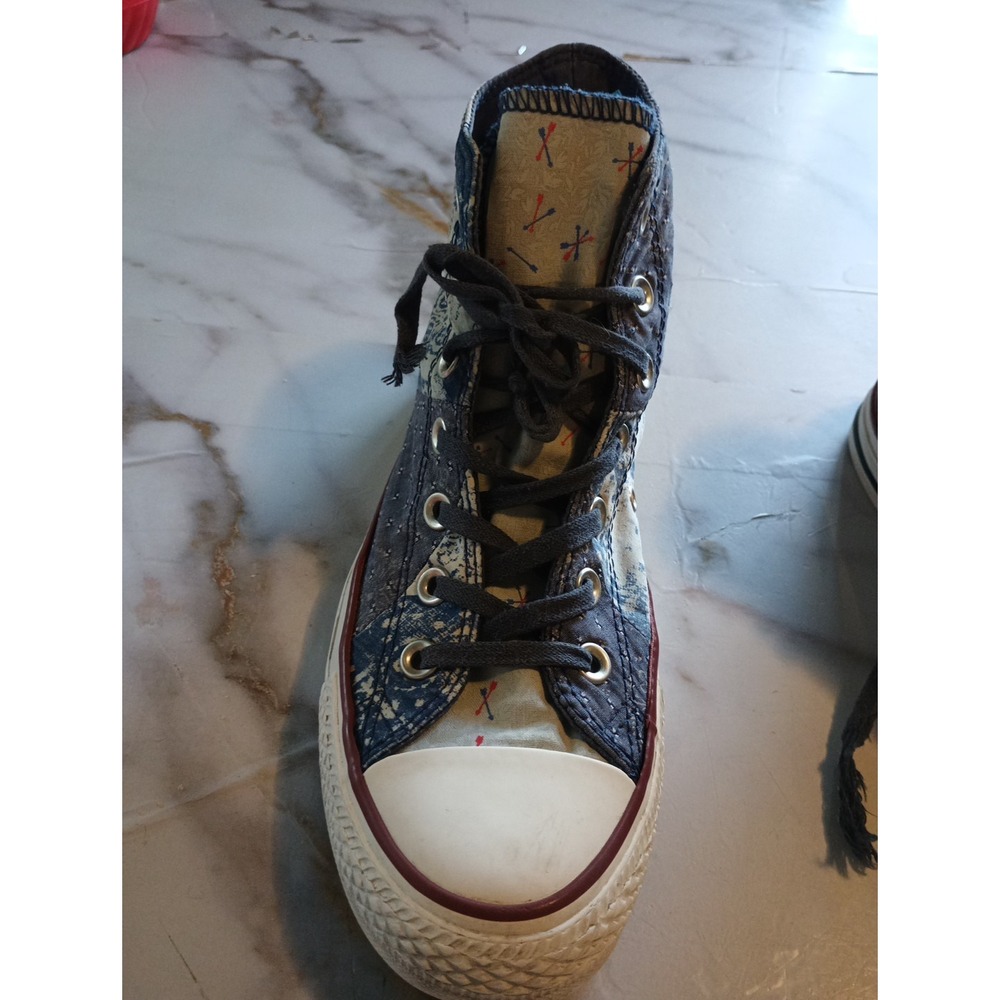 Y2K Style Disstresed Womens Convers All Star Rare Patch Work Denim Graphic Sz7.5 - Picture 2 of 16